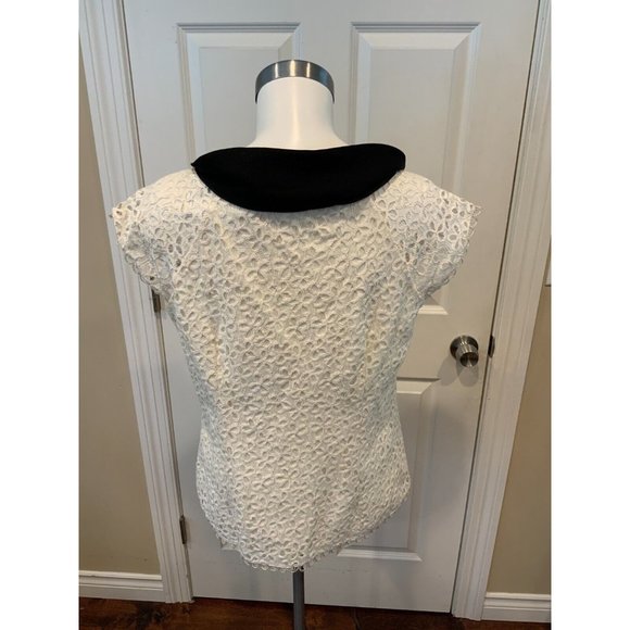 Milly White Sleeveless Floral Lace Top w/ Bow, Size 10 (US) NWT! $225 - Picture 4 of 5